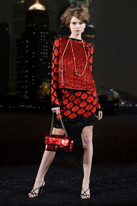 chanel pre fall red sweater.